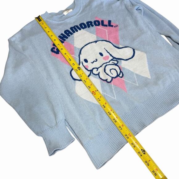 Cinnamoroll by Sanrio Women's Sweater Small Blue Pink Argyle Hello Kitty - Picture 5 of 7